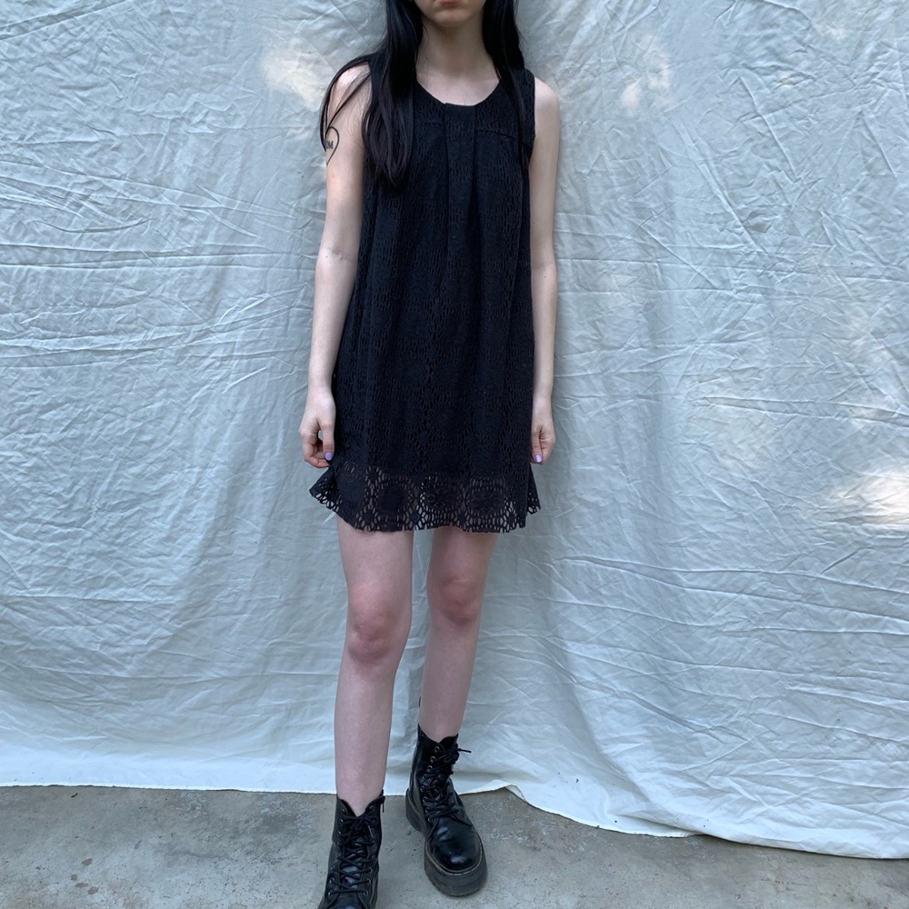 Black boxy lace dress